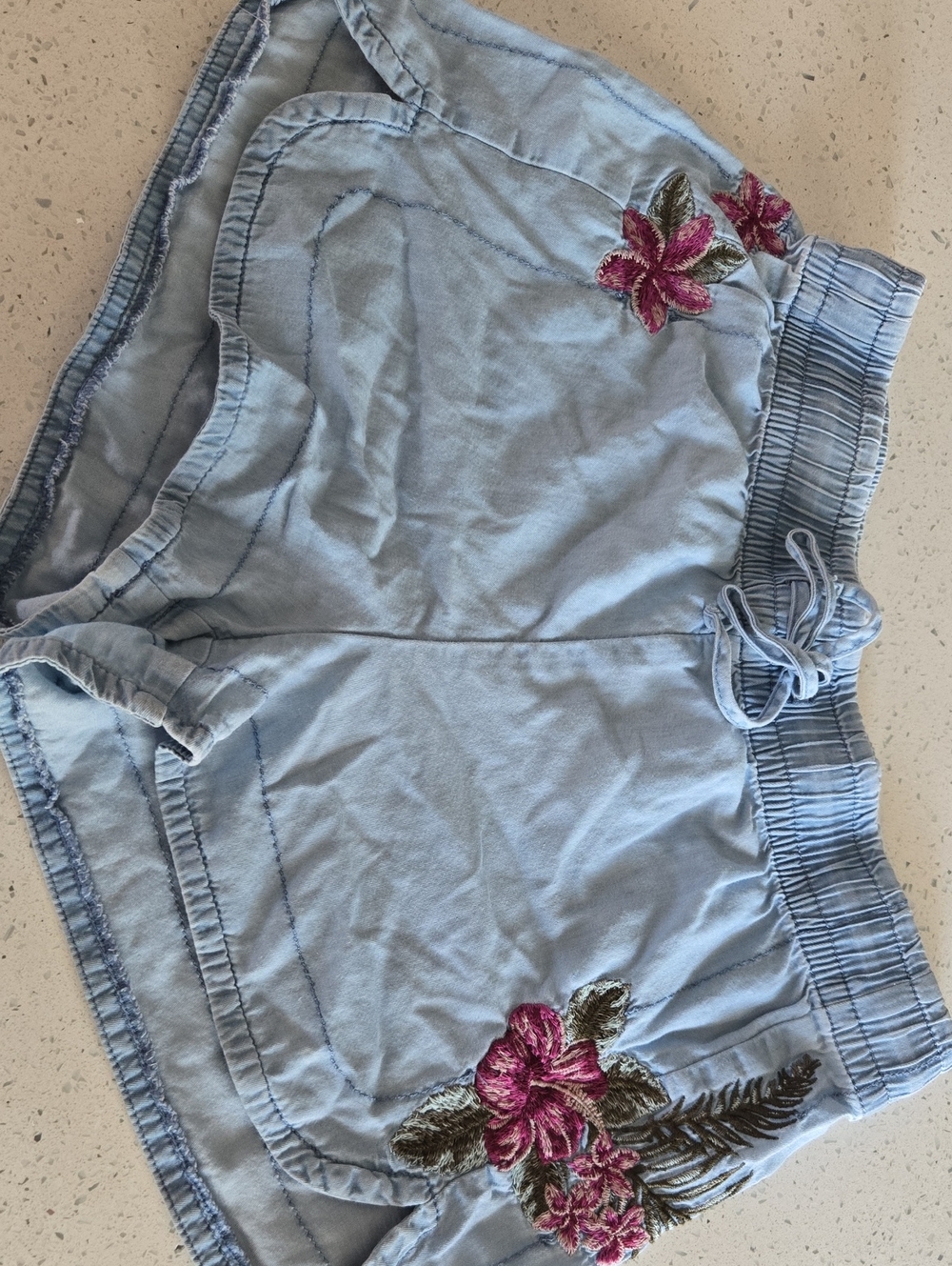 Express Light Blue High-Rise Shorts with Elastic Waistband